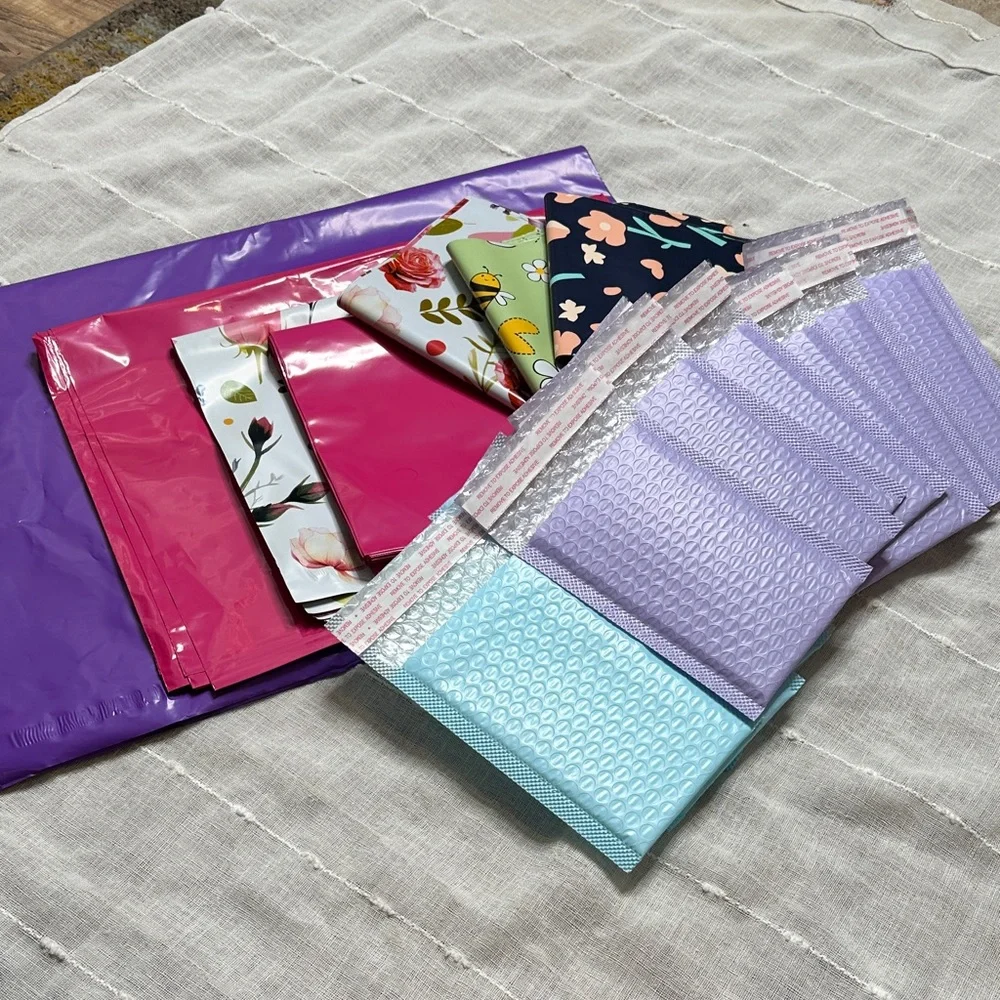 100 Items Poly Mailers & Bubble Pouch Shipping Supplies Assorted Sizes & Colors